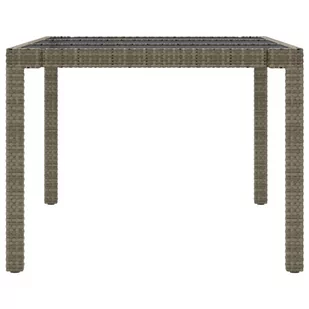 Lumarko Stół ogrodowy, szary, 190x90x75 cm, szkło i rattan PE - Stoły ogrodowe - miniaturka - grafika 5