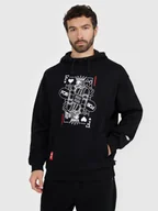 Bluzy męskie - 4F Bluza dresowa nierozpinana z kapturem męska - czarna XL - miniaturka - grafika 1