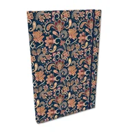 Notesy i bloczki - Elegancki notes notatnik A5 z gumką soft touch w kratkę paisley kwiaty blue papier chamois - miniaturka - grafika 1