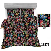 Pościel dla dzieci - Pościel 90x120 1357E czarna motylki kwiatki gwiazdki kolorowe 565P - miniaturka - grafika 1