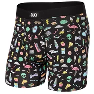 Majtki męskie - Bokserki męskie oddychające SAXX DAYTRIPPER Boxer Brief Fly z rozporkiem zabawny kolaż - czarny - miniaturka - grafika 1