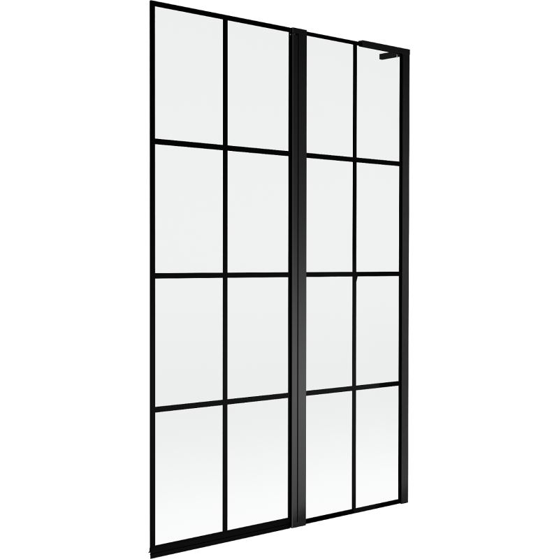 Mexen Mist L parawan nawannowy 2-skrzydłowy prawy 110 x 150 cm, czarna kratka, czarny - 8A9L-110-011-70-77-P