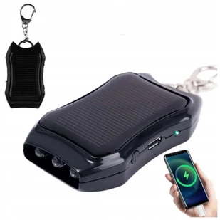 POWERBANK ZASILANY ENERGIĄ SŁONECZNĄ SOLARNY BRELOK DO KLUCZY LATARKA - Powerbanki - miniaturka - grafika 1