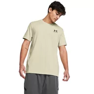 Koszulki sportowe męskie - Męski t-shirt z nadrukiem Under Armour UA M Logo Emb Heavyweight SS - beżowy - UNDER ARMOUR - miniaturka - grafika 1