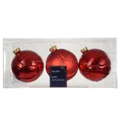 Bombki - Bombka szklana nieregularna mix 8 cm czerwona 3 szt. - miniaturka - grafika 1