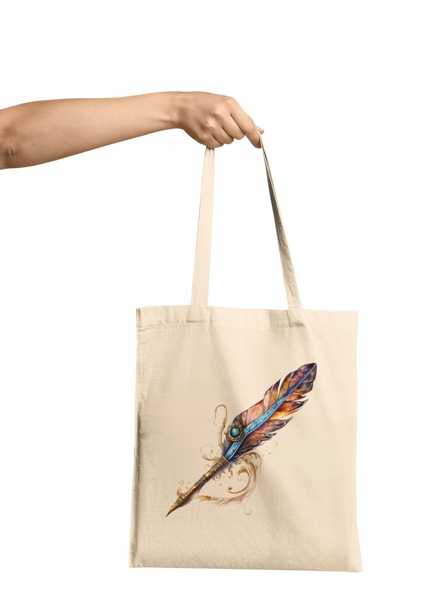 Torba Shopper Materiałowa Na Ramię Książki Prezent Pióro Wybór Duży Kolory