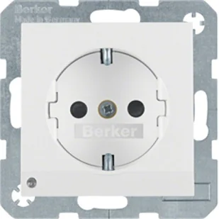 Hager Polo Gniazdo SCHUKO z podświetleniem orientacyjnym Berker B.Kwadrat/B.3/B.7 biały połysk 41098989 41098989 - Gniazdka elektryczne - miniaturka - grafika 1