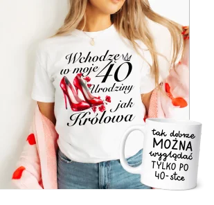 Damska koszulka na 40 urodziny - zestaw na prezent na 40 - Koszulki i topy damskie Damska koszulka na 40 urodziny - zestaw na prezent na 40 - Koszulki i topy damskie - miniaturka - grafika 1