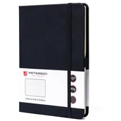 Długopisy - Czarny notes w formacie B6 zadrukowany w linie, wyposażony w pętelkę na długopis - Peterson - miniaturka - grafika 1