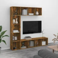 Szafki RTV - Prolenta Premium - 3-częściowy zestaw regał/szafka RTV dąb wędzony 180x30x180 cm - miniaturka - grafika 1