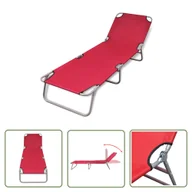 Leżaki ogrodowe - The Living Store Składany leżak - stal malowana proszkowo - czerwony - Leżak - miniaturka - grafika 1