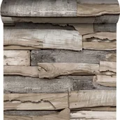 Tapety - Tapeta Wood beżowa imitacja deski winylowa na flizelinie - miniaturka - grafika 1