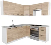 Meble kuchenne - Zestaw mebli kuchennych narożny dąb sonoma - Yumis - miniaturka - grafika 1