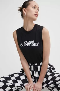 Koszulki sportowe damskie - Superdry top damski kolor czarny - grafika 1