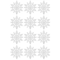 Ozdoby bożonarodzeniowe - Śnieżynki brokatowe 12 szt. zawieszki na choinkę 12 cm białe brokat - miniaturka - grafika 1