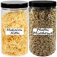 Pojemniki kuchenne - POJEMNIK PLASTIKOWY SŁOIK 1,5L 2 SZTUKI + ETYKIETY - miniaturka - grafika 1