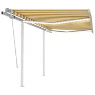 Markizy - VidaXL Lumarko Ręcznie zwijana markiza z LED, 3x2,5 m, żółto-biała - miniaturka - grafika 1