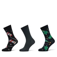 Skarpetki dla dzieci - Zestaw 3 par wysokich skarpet dziecięcych Jack&Jones Junior Holly Jolly 12267021 Czarny - miniaturka - grafika 1