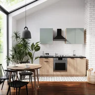 Meble kuchenne - Zestaw mebli kuchennych Acari niski 5 el. 200 cm kolor zielony/dąb - miniaturka - grafika 1