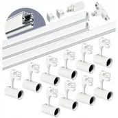 Lampy sufitowe - Zestaw szynowy 3 fazowy szyna 1m+1m+2m, 10x Lampa, łącznik T Biały komplet - miniaturka - grafika 1