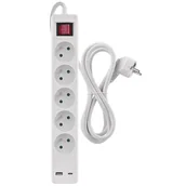 Przedłużacze i rozgałęźniki - Przedłużacz EMOS 5x zásuvka, 1×USB-A + 1×USB-C vypínač, 3m - miniaturka - grafika 1