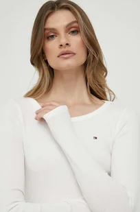 Tommy Hilfiger longsleeve damski kolor beżowy - Bluzki damskie - miniaturka - grafika 1