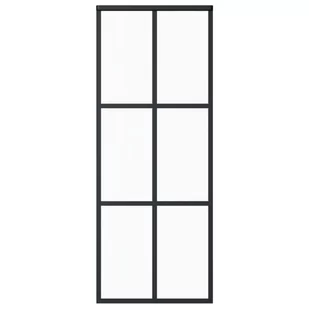 shumee Drzwi przesuwne szkło ESG i aluminium 76x205 cm czarne - Drzwi zewnętrzne - miniaturka - grafika 1