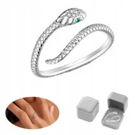 Pierścionki - Pierścionek Damski Srebro 925 Wąż Kryształki Micro Pave Regulowany Prezent - miniaturka - grafika 1