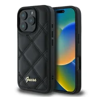 Etui i futerały do telefonów - Etui Guess Quilted Metal Logo na iPhone 16 Pro - czarne - miniaturka - grafika 1