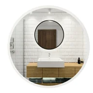 Lustra - DUŻE Lustro Profilmat OKRĄGŁE 100 BIAŁA rama PREMIUM - miniaturka - grafika 1