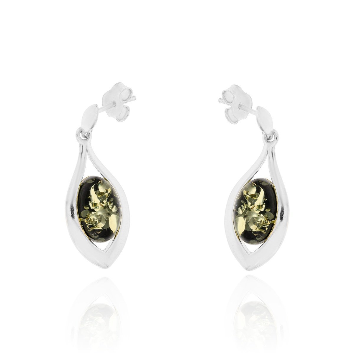 Srebrne kolczyki z bursztynem sztyft pr. 925