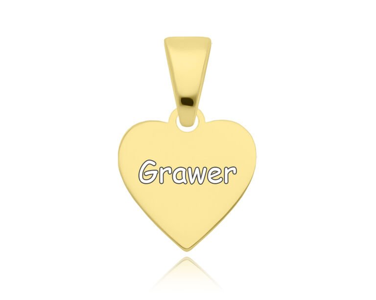 Złota Zawieszka 585 Serce + Grawer Damski Wisiorek Serduszko Gładkie