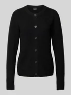Swetry damskie - Kurtka z dzianiny o kroju regular fit z mieszanki wełny z prążkowanymi wykończeniami model ‘NEMESIO’ - miniaturka - grafika 1