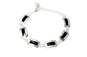 Bransoletki - Srebrno Czarna Bransoleta Damska Klasyka - miniaturka - grafika 1