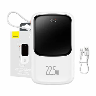 Powerbank Baseus Qpow Pro z kablem USB-C, USB-C, USB, 10000mAh, 22.5W (biały) - Powerbanki - miniaturka - grafika 7