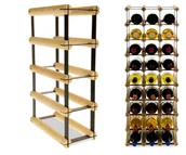 Pozostałe akcesoria barmańskie - Regał Na Wino Stojak Na 4 Butelki Szklane/ Pet — Rw-8/ 1X4 — Surowy Naturalny Metal + Drewno Rw-8-1X4-4 / Wamar-Sosenka - miniaturka - grafika 1