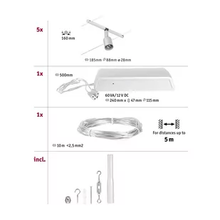 Paulmann Wire Salt system linkowy 5-pkt. 5 m chrom - Lampy pozostałe - miniaturka - grafika 2