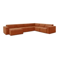 Narożniki - Pomarańczowa sztruksowa sofa modułowa w kształcie litery "U" Scandic Sting, lewostronna - miniaturka - grafika 1