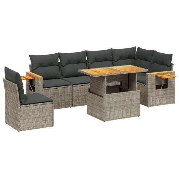 Zestaw mebli ogrodowych modułowych szary rattan PE 55x62x69 cm