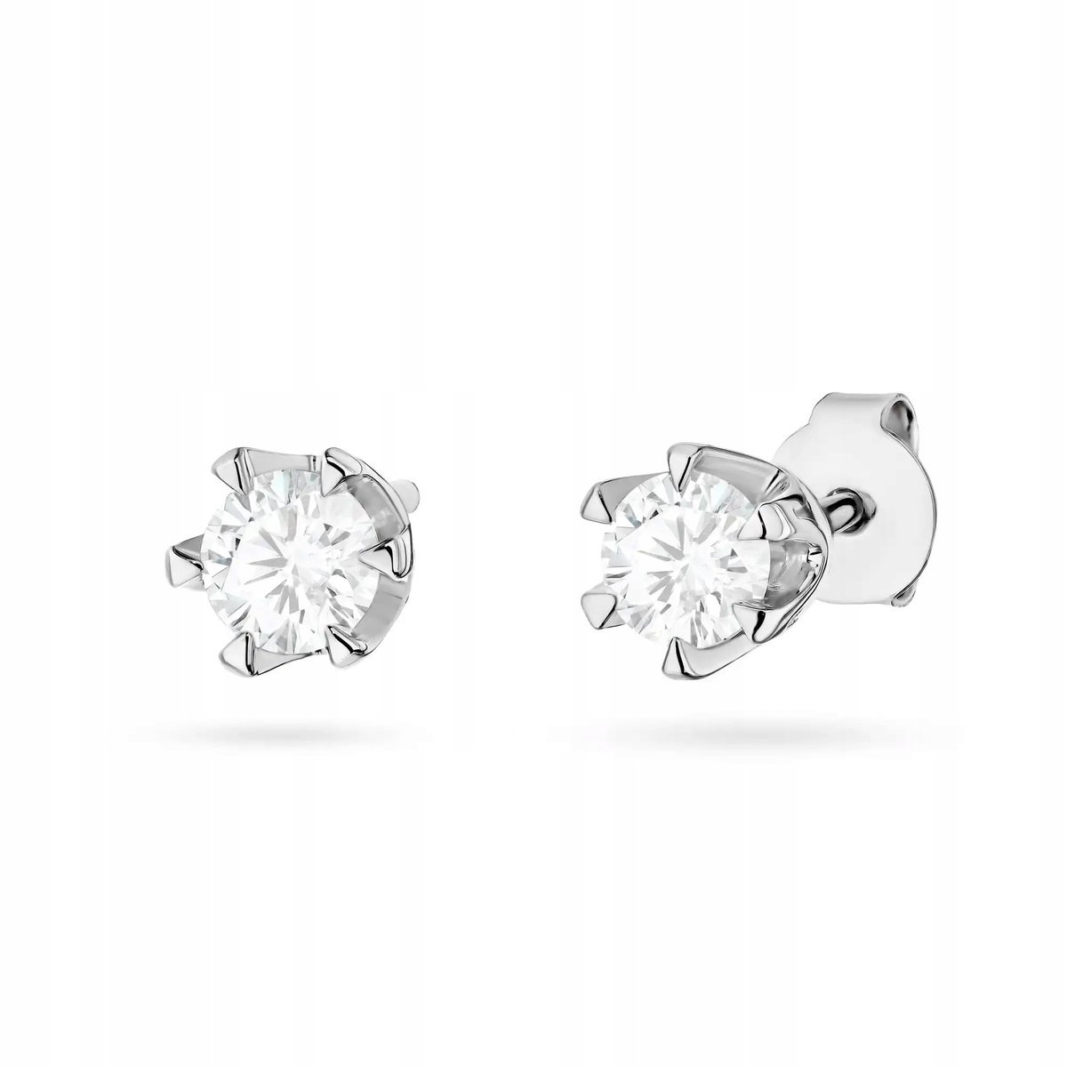 Kobiece złote kolczyki 585 z diamentem laboratoryjnym z białego złota 14k