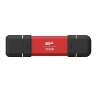Dyski SSD - Dysk zewnętrzny ssd silicon power ds72 250gb usb-a usb-c 1050/850 mb/s czerwony SP250GBUC3S72VPR - miniaturka - grafika 1