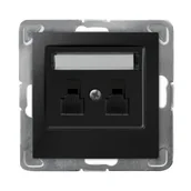 Gniazdka elektryczne - Ospel IMPRESJA Gniazdo telefoniczne podwójne niezależne czarny metalik GPT-2YN/m/33 GPT-2YN/m/33 - miniaturka - grafika 1