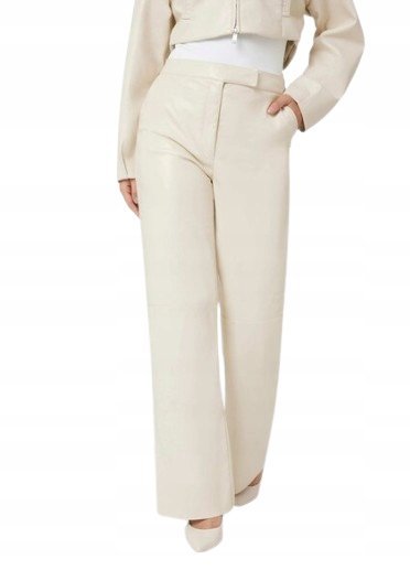 GUESS ELEGANCKIE SPODNIE PROSTE W KOLORZE KREMOWYM L 1GNA