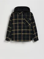 Bluzki dla chłopców - Reserved - Bawełniana koszula w kratę - czarny - miniaturka - grafika 1