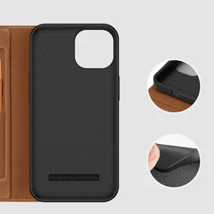 Dux Ducis Skin X2 etui do iPhone 14 pokrowiec z magnetyczną klapką brązowy - Etui i futerały do telefonów - miniaturka - grafika 3