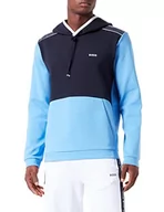 Bluzy męskie - BOSS Męska bluza z kapturem 1, jasnoniebieska, L (DE) - miniaturka - grafika 1