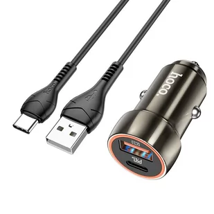 HOCO ładowarka samochodowa Typ C + USB QC 3.0 Power Delivery 20W + kabel Typ C Z46A szary - Akcesoria do smartwatchy - miniaturka - grafika 1