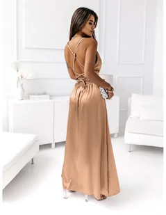 Satynowa sukienka maxi CARDI - złoty - Sukienki - miniaturka - grafika 1