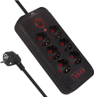Listwy zasilające - Listwa zasilająca Maclean, przedłużacz 6 gniazd + 4xUSB, 110-240V AC 50/60Hz, 2.1A max 2500W, 1,5 m, czarna,MCE389 B - miniaturka - grafika 1