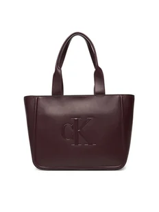 Calvin Klein Torebka Bold Ck Medium Tote LV04F3218G Bordowy - Torebki damskie - miniaturka - grafika 1